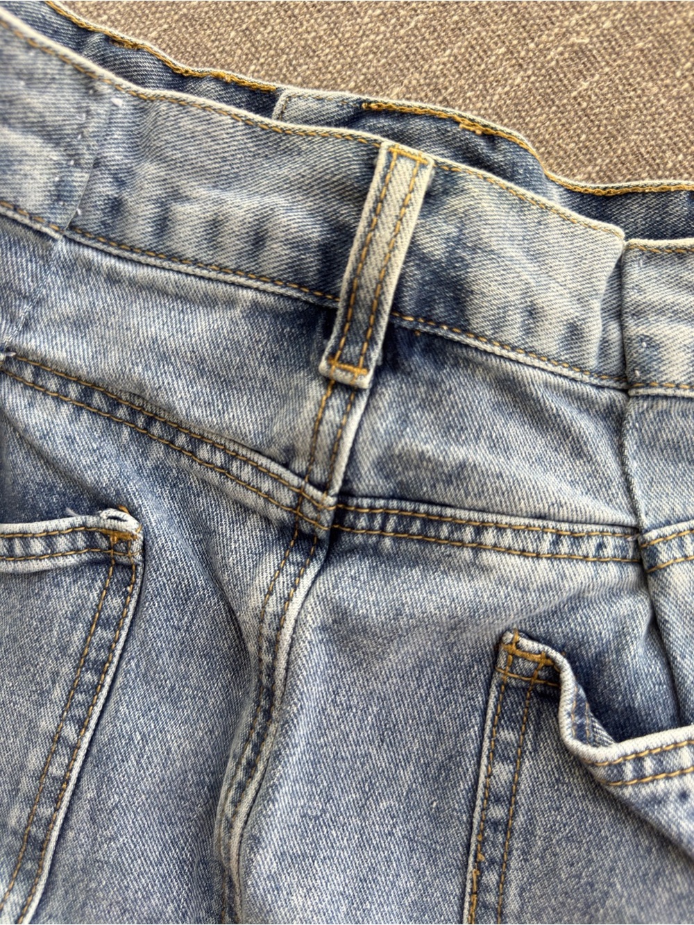 Cider Light Blue Patchwork Wide-Leg Denim Skirt - Picture 9 of 12